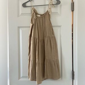 Tan Sleeveless Tiered Dress